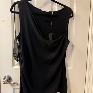 T Tahari Black Mesh Detail Tank Top